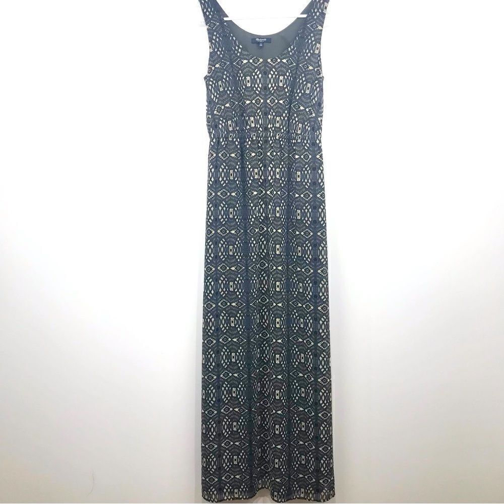 Madewell Blue Gray Geometric Lace Pattern Sleeveless Maxi Dress - Picture 2 of 14